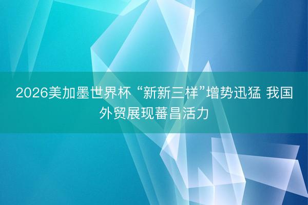 2026美加墨世界杯 “新新三样”增势迅猛 我国外贸展现蕃昌活力
