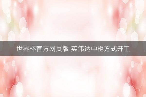 世界杯官方网页版 英伟达中枢方式开工